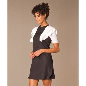 New Womens 6 NWT Designer Dress See by Chloe Black White 42 Ruffles Short Flare